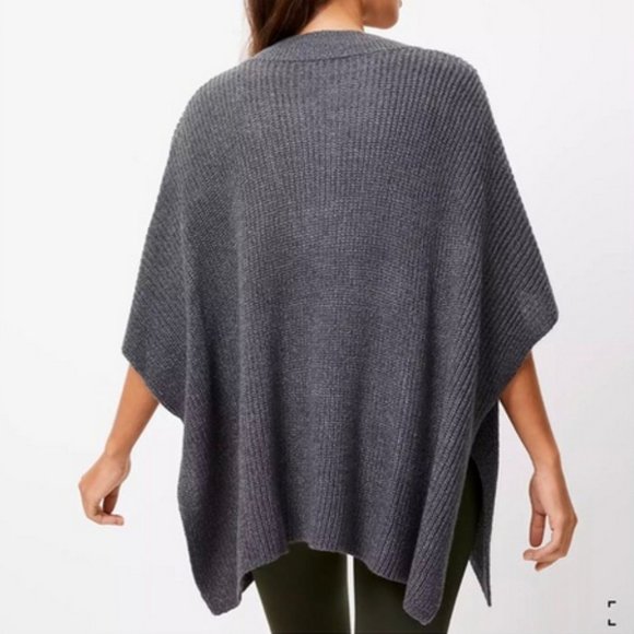 Loft V Neck Poncho Sweater in Grey - Med/Large - Picture 2 of 3